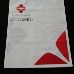 SACOLA PLÁSTICA ALÇA BOCA VAZADA COM FECHO ZIP PARA CLÍNICAS, HOSPITAIS E LABORATÓRIOS