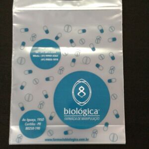 SACOLA PLÁSTICA COM FECHO ZIP ALÇA BOCA VAZADA PARA FARMÁCIA DE MANIPULAÇÃO