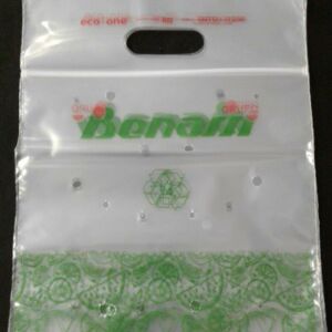 SACOLA PLÁSTICA COM FECHO ZIP ALÇA BOCA VAZADA PARA FRUTAS E LEGUMES