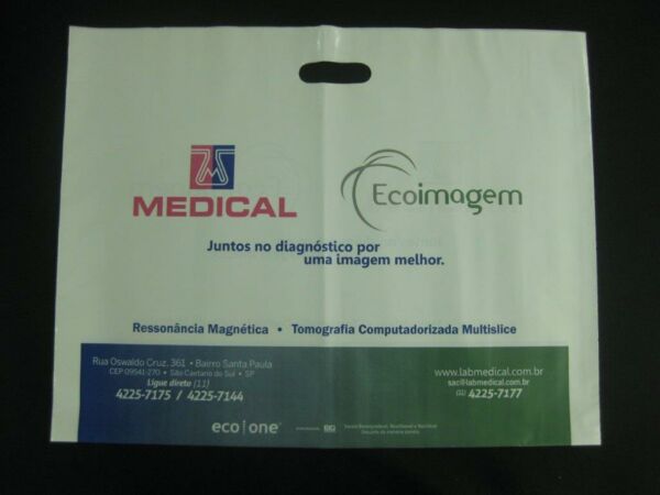 SACOLA PLÁSTICA PARA HOSPITAIS, CLÍNICAS E  LABORATÓRIOS ALÇA BOCA VAZADA 9