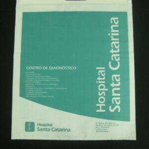 SACOLA PLÁSTICA PARA HOSPITAIS, CLÍNICAS E LABORATÓRIOS COM FECHO TALA PRETA ALÇA BOCA VAZADA 1